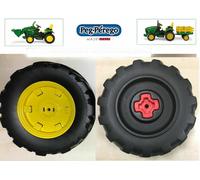 SET 4 RUOTE ANTERIORI E POSTERIORI TRATTORE PEG PEREGO J. DEERE GROUND FORCE 12V
