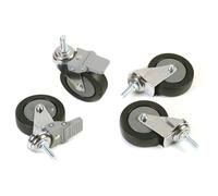 Set 4 ruote piroettanti in gomma Ø7,5cm staffa girevole 2 freno girevoli perno p