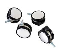 Set 4 ruote piroettanti in plastica cromata Ø7,5cm girevoli cuscinetti con vite