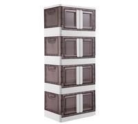 BAKAJI Scatole Portaoggetti con coperchio, Doppio Sistema di Apertura, Contenitori Pieghevoli Salvaspazio con Ruote, Scarpiera Impilabile, Armadio per Vestiti, Giocattoli, Libri, 4 x 45 Litri (Set 4)