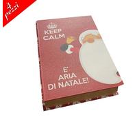 Set 4 scatole natalizie a libro Keep Calm natale portaoggetti cioccolatini casa