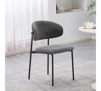 Set 4 Sedia Judit in Tessuto Effetto Teddy grigio con Gambe in Metallo Nero