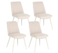 Set 4 Sedie 48x62x84 cm Cora in Tessuto Beige e Beige
