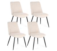 Set 4 Sedie 48x62x84 cm Cora in Tessuto Nero e Beige