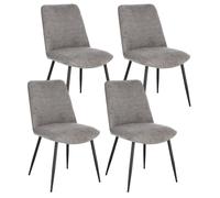 Set 4 Sedie 48x62x84 cm Cora in Tessuto Nero e Grigio Scuro