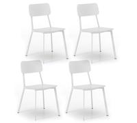 Set 4 Sedie 51x51,5xH82 cm in Legno e Metallo Woody Bianco