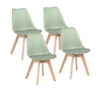 Set 4 sedie 53,5x48,5x83 cm Gambe in Legno Candice Verde Chiaro