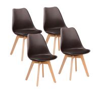 Set 4 Sedie 53,5x48,5x83 cm in Polipropilene e Similpelle Candice Caffè