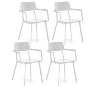 Set 4 Sedie 61x51,5xH82 cm in Legno e Metallo Woody capotavola Bianco