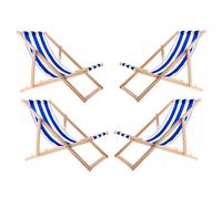 Set 4 Sedie a Sdraio in Legno a Strisce Ideali per Spiaggia Balcone Terrazza