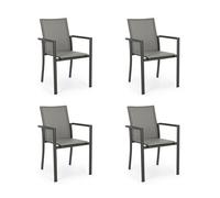 Set 4 Sedie Da Esterno In Alluminio Con Braccioli Konnor Antracite Bizzotto