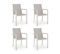 Set 4 Sedie Da Esterno In Alluminio Con Braccioli Konnor Grigio Rastin Bizzotto