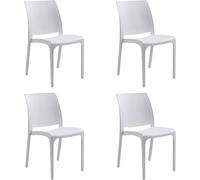 Set 4 Sedie da Giardino 46x54xH80 cm in Polipropilene e Fibra di Vetro Sofia Bianca