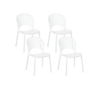 Set 4 sedie da pranzo interno ed esterno in plastica bianco Ostia