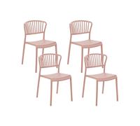 Set 4 sedie da pranzo interno ed esterno in plastica rosa Gela