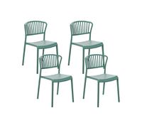 Set 4 sedie da pranzo interno ed esterno in plastica verde Gela