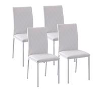 Set 4 Sedie Imbottite 41x50x91 cm in Similpelle Bianco