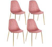 Set 4 Sedie Imbottite 48x55x85 cm Terry in Velluto Rosa