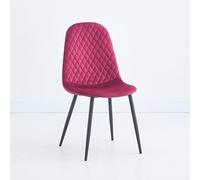 Set 4 Sedie imbottite velluto rosso Bretta con schienale trapuntato