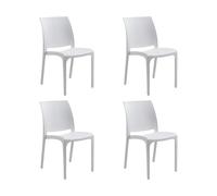 Divina Home Sedia Set 4 Pz in Resina Impilabile Made in Italy Design per Interno Esterno Sofia Bianca