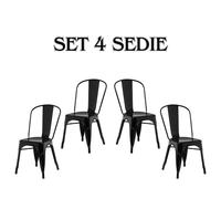 SET 4 SEDIE METAL STILE INDUSTRIALE TOLIX CASA BAR RISTORANTE CATERING HOTEL