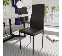 Set 4 Sedie Moderne Per Sala Da Pranzo Con Schienale Alto Seduta Ergonomica Sedia Elegante Imbottita Seduta Comoda In Ecopelle Gambe Struttura In Acciaio Design Corrientes 41 x 97 x 38 cm (Nero)