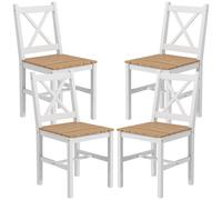 Set 4 Sedie per Cucina e Soggiorno con Schienale a Croce 41x46,5x86 cm in Legno di Pino Bianco e Rovere