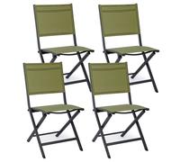Set 4 Sedie Pieghevole da Giardino 47x57x88h cm Elin Antracite e Verde