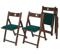 Set 4 Sedie Pieghevoli in Legno Seduta in Cotone Verde Del Fabbro Gioco