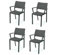 Set 4 Sedie poltrona con braccioli da Interno o Esterno antracite Made in Italy stile elegante da giardino terrazzo piscina bar locali commerciali