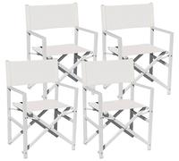 Set 4 Sedie Regista da Giardino 55x52x86 cm in Alluminio Ecrù