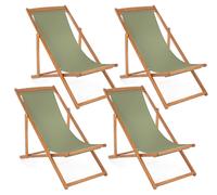 Set 4 Sedie Sdraio Reclinabile Pieghevole 60x106x88 cm in Legno Relax Noemi Muschio