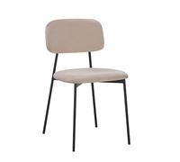 Set 4 Sedie Shen in vellutino taupè e gambe in metallo nero 44x49x78H