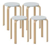 Set 4 Sgabelli Rotondi e Impilabili Ø40x45 cm in Legno Grigio