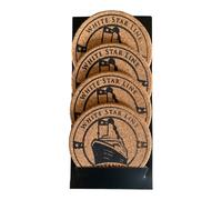 Set 4 sottobicchieri Titanic 1912 in sughero rotondo linea stella bianca regalo