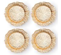 Set 4 Sottopiatti Rotondi Oro | in Plastica Rigida Ø 33 cm | Design Moderno con Bordo Irregolare, Sottopiatto Elegante per Natale, Matrimonio ed Eventi | Decorazione Tavola Raffinata (Set 4 pezzi)