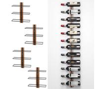 Shally Dogan Stand Portabottiglie da Muro per Vino con Scomparti Porta Bottiglie, Cantinetta a Parete, Supporto Montaggio Creativo Industrial, Angolo Bar per Cucina, Sala Pranzo, Cantina (4 Pezzi)