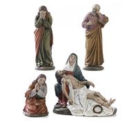 Set 4 statue Deposizione di Gesù dalla croce Presepe Pasquale in resina cm.13 by Paben