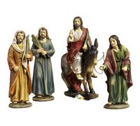 Set 4 statue in resina Gesu' Cristo ingresso a gerusalemme 14 cm articoli religi