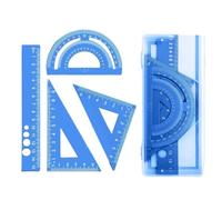 Set 4 strumenti per geometria in alluminio con bordi, Blue | Design infrangibile con angoli arrotondati sicurezza e design leggero per uso accademico per elementi