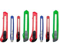 Set 4 Taglierini Professionali Auto-Lock - 2 Cutter 18mm + 2 Cutter 9mm con Impugnatura Antiscivolo per Cartone, Bricolage, Hobby, Ufficio, Casa e Lavori Fai da Te (Confezione da 2)