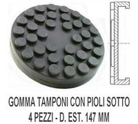 Set 4 TAMPONI GOMMA con PIOLI diam 147 mm PONTE SOLLEVATORE 2 colonne Ravaglioli