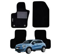 Set 4 Tappeti in Moquette Adatti per 500X dal 2018 in poi con 2 Attacchi - Compatibli NON Originali, con Bottoni di Fissaggio, con Battitacco cucito e antiscivolo