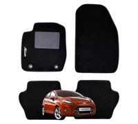 Set 4 Tappeti in Moquette Adatti per FIESTA VI 2008-2011 con 2 Attacchi - Compatibli NON Originali, con Bottoni di Fissaggio, con Battitacco cucito e antiscivolo