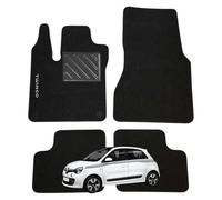 Set 4 Tappeti in Moquette Adatti per TWINGO III dal 2014 in poi con 2 Attacchi - Compatibli NON Originali, con Bottoni di Fissaggio, con Battitacco cucito e antiscivolo