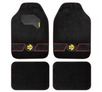 Set 4 tappeti in moquette Fun nero/strisce rosse