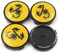 Set 4 Tappi Coprimozzo Copri Mozzo Diametro 60 mm con Scorpione Compatibili per ABARTH 500 595 695 SS GRANDE PUNTO Borchie Coppe Coppette per Cerchi in Lega Fiat Giallo Nero