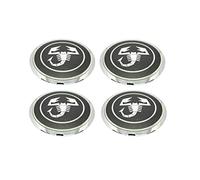 Set 4 Tappi Coprimozzo Copri Mozzo Scorpione Compatibile per Abarth Fiat 500 595 695 Coppa Coppone Borchie Compatibili per Cerchi in Lega Originali Fiat, Argento,Rosso, 135 mm