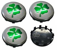 Set 4 Tappi Coprimozzo Diametro 60 mm Compatibili Solo Cerchi in Lega Originali per ALFA ROMEO Brera Giulietta 159 ad Incastro Borchie Coppette Coppe + 4 Loghi Adesivi Quadrifoglio Verde