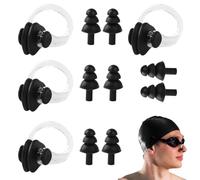Set 4 tappi per orecchie e clip nasale silicone ZORVYN neri - anti-rumore e anti-acqua, pensati per chi teme l’acqua